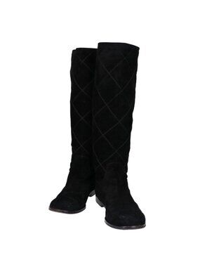 Chanel CC Logo Suede Long Boots